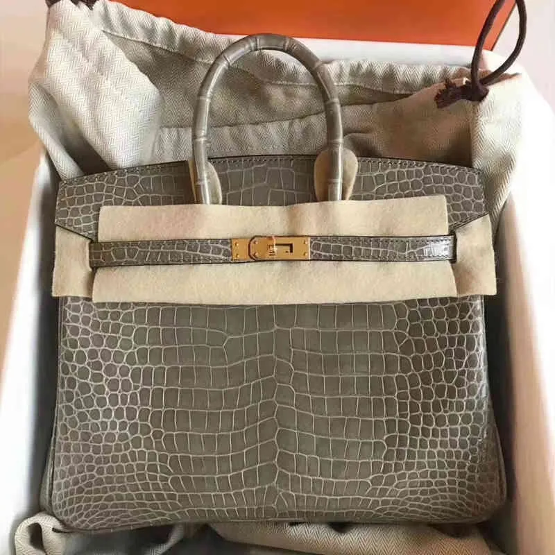 H Ermes Birkin Designer Crocodile New Leather Womens Bag Atmosphere One