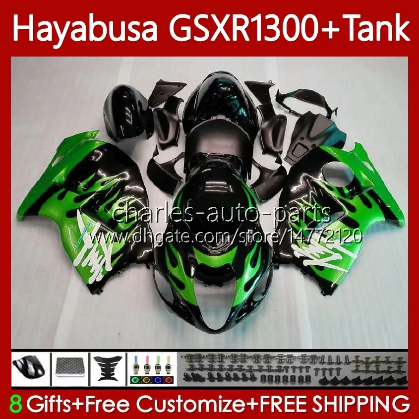 Fairings pour Suzuki Hayabusa GSXR-1300 GSXR 1300 CC GSXR1300 96 97 98 99 00 01 74NO.95 GSX-R1300 1300CC 2002 2003 2005 2006 2007 GSX Green Flames R1300 96-07 Bodyworkwork Bodywork