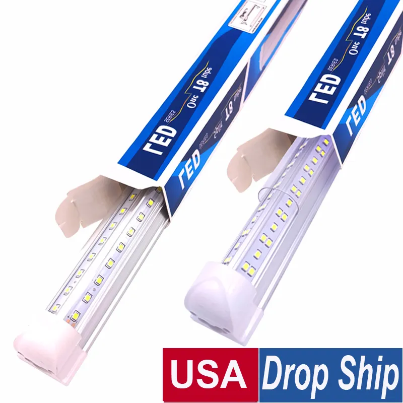 LED TUBE LIGHT 8FT, 8 футов 96 в холодильнике Дверная морозильная камера светодиодные пробирки крепеж, супер ярко-белый V-форма флуоресцентный четкий чехол, соединяемый поверхностный монтажный свет США