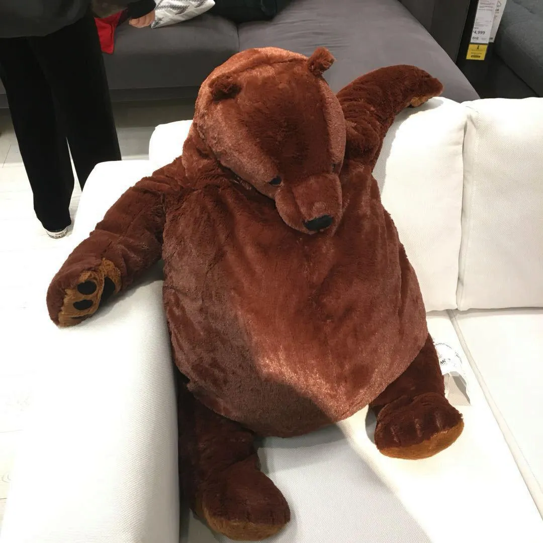 100cm Giant Simulation DJUNGELSKOG Bear Toy Plush Brown Teddy Bear