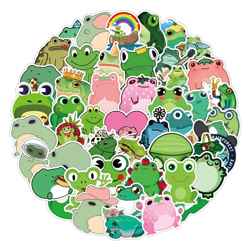 Fedex Shipping Wholesale 50pcs/pack Cartoon Stickers Cute Frog Sticker Skateboard Suitcase Guitar Children Graffiti Sticker Kids Toy