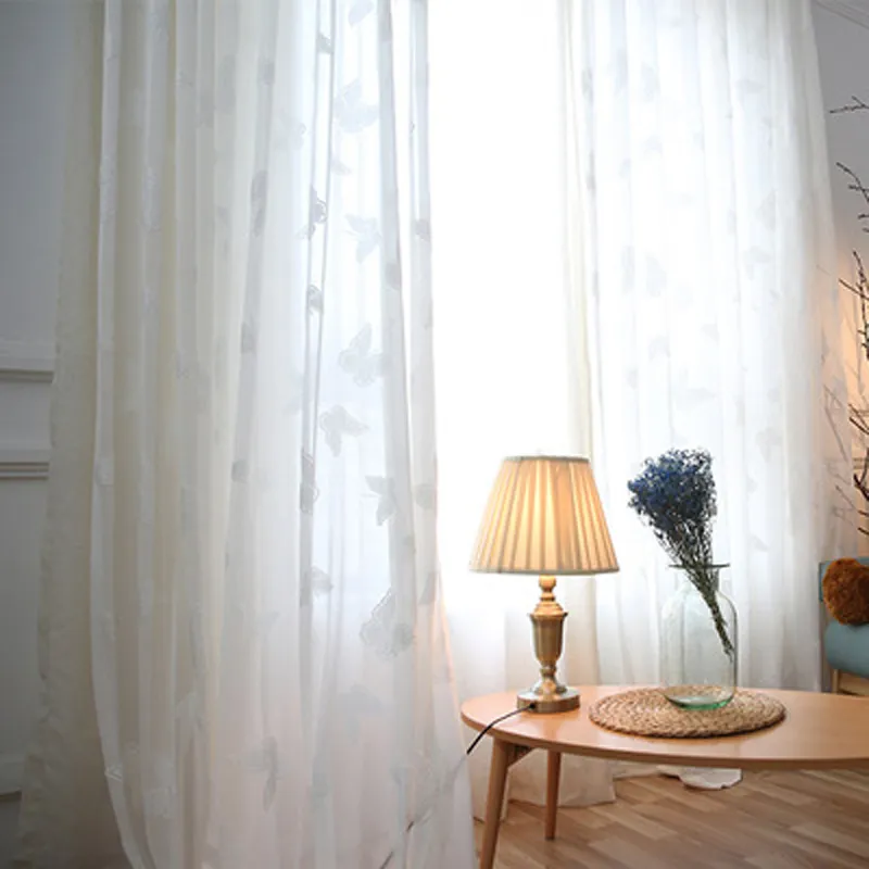 Ventes chaudes Décoration de la maison Rideaux Blanc Papillon Sheer Rideaux pour enfants Chambre Traitement de fenêtre X-ZH012c Y200421