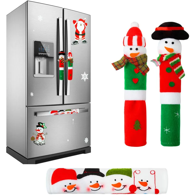 Christmas Fridge Handle Covers Snowman Decorations Microwave Oven Refrigerator Door Handle Cover for Kitchen Appliance JK2011XB