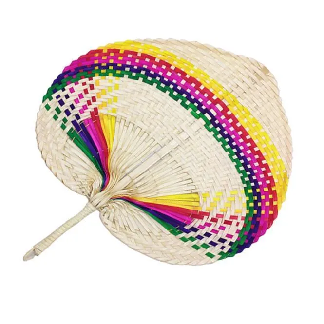 Colorful Woven Straw Bamboo Hand Fan Favor Party Baby Environmental Protection Mosquito Repellent Fans For Summer Wedding Gift SN6121