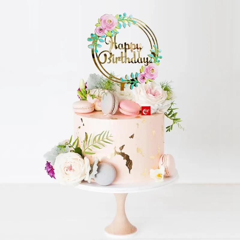Happy Birthday Cake Topper Euramerican Acrylic Colorful Cake Decor Letter Cupcake  Toppers Women Girl Happy Birthday Party Decor From Bdhome, $51.26