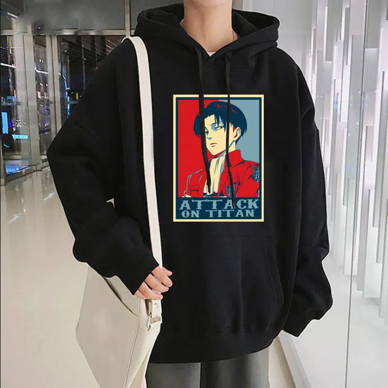 Eren Jaeger Anime Attack na Titan Print Bluzy Bluza Mężczyźni Streetwear Casual Zimowy Ciepły Dres Mężczyzna Oversized Bluzy X1227