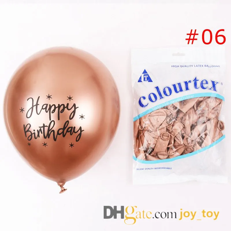 /pack 12 inch Happy Birthday Chrome Metallic Latex Balloons for Birthday party celebration decoration supply