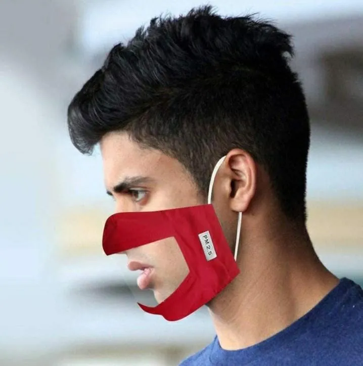 Visible Mouth Face Cover Anti Dust Reusable Washable Face Mask with Clear Pvc Window Adults Deaf Hard Of Hearing People Elasticity earloop