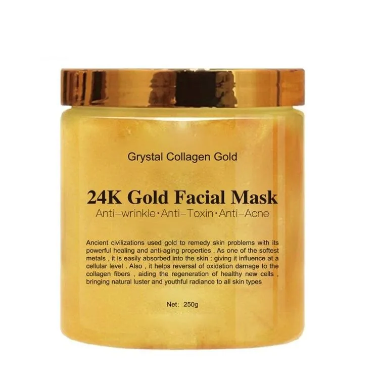 10 pezzi Grystal Collagen Gold Maschera per il viso facciale da donna 24K Gold Collagen Peel Off Maschera per il viso Idratante Rassodante per la pelle
