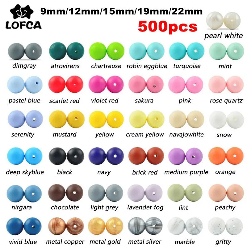 500 pièces perles en Silicone rondes de qualité 9mm 12mm 15mm 19mm 22mm bébé jouets de dentition bricolage bébé pendentif collier dents en Silicone