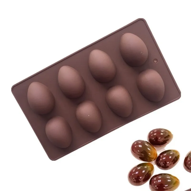 8 uova a forma di uovo di Pasqua stampo in silicone pasticceria stampo per cioccolato budino vassoio di ghiaccio stampo pasqua fai da te stampo per sapone artigianato regali W87