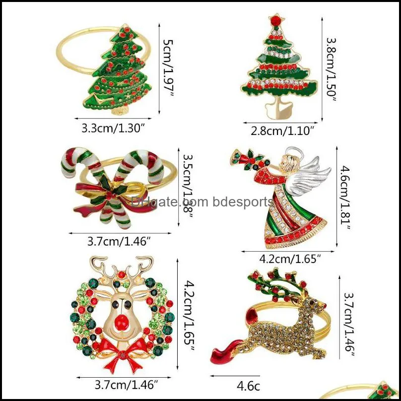 Napkin Rings 6pcs Christmas Table Buckle Metal Bar Towel Decoration T5EB