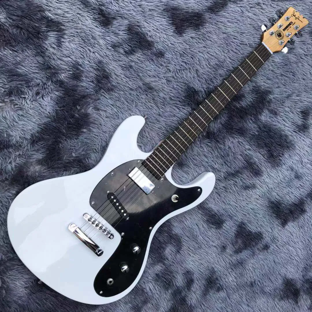 Custom Ventures Johnny Ramone Mosrit Mark II Vit Elektrisk Gitarr Tune-A-Matic Stop Tailpiece