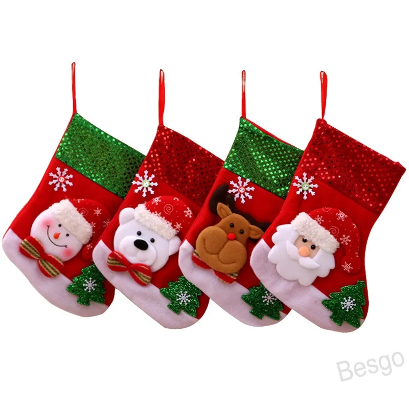 Christmas Stockings Snowman Elk Hanging Stockings Festival Sock Santa Gift Holders Kids Candy Bag Xmas Tree Decorations 4249 TYJ