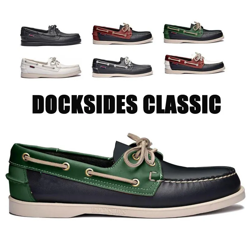 Scarpe da guida in vera pelle da uomo, nuova fashion Docksidsides Classic Boat Shoe, Brand Design Appartamenti Mocassini per uomo Donna 2019A006 T200610