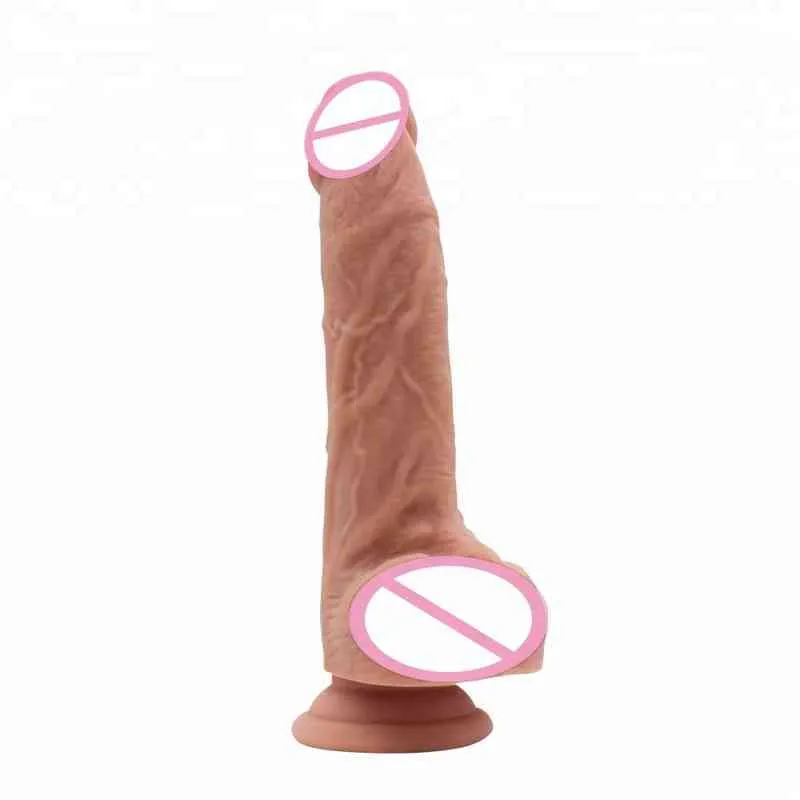 NXY Dildos Joypark Hot Seller 8 07inch Soft Skin Silicone Huge Red Head Dual Layer Realistic Dildo for Women and Lady 0105