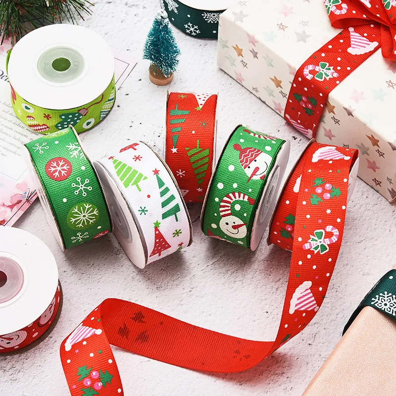 12 Stil 2,5 cm Weihnachtsdekorationen festliche Lieferungen Bänder Weihnachtsband Weihnachtsbaum Rehkitz Schneeflockenband DHL-Versand