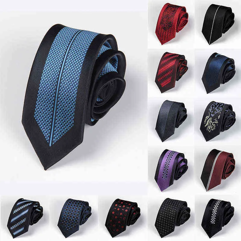 Men Tie 6cm Skinny Ties Luxury Mens Fashion Neckties Corbatas Gravata Jacquard Business Slim Tie Festival Banquet Accessories Y1229