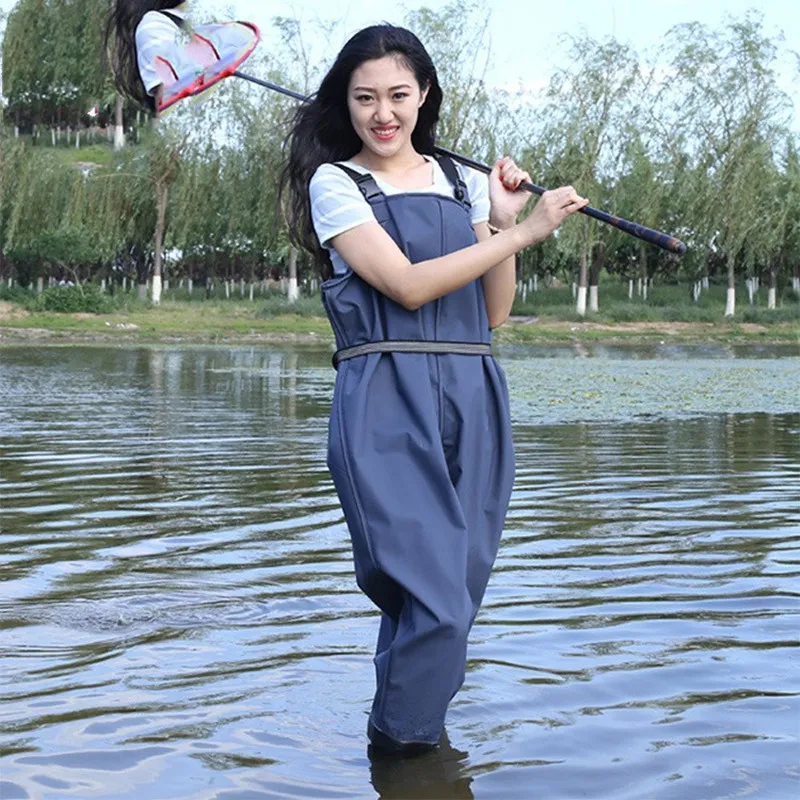 Waterproof Fishing Thickening Half-body PVC Waders Pants Non-slip Boots  Women Beach Camping Hunting Wading Jumpsuit A9251