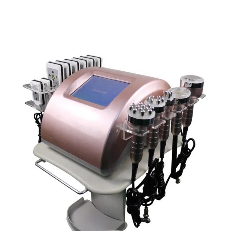 Draagbare slanke apparatuur 6 in 1 professionele lipo laser lichaamsvorm afslankmachine 40k ultrasone cavitatie RF-radiofrequentie 8 pads