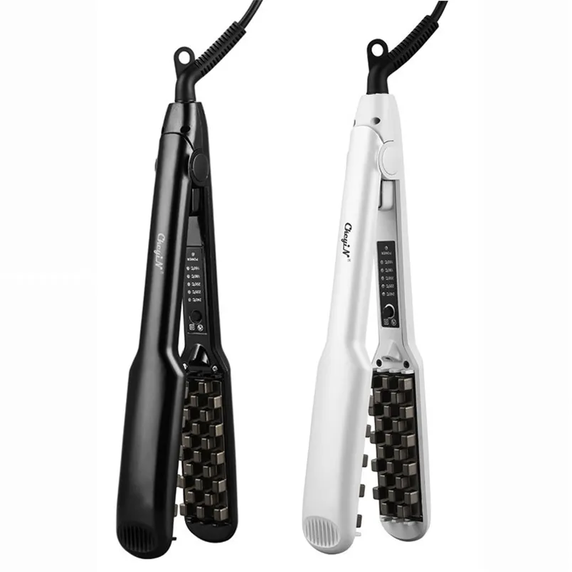 Żelazko zwiększające objętość włosów 2 w 1 Prostownica Curling Ceramic Crimper Falista lokówka Płaskie 3D Puszyste narzędzie do stylizacji 53 220124