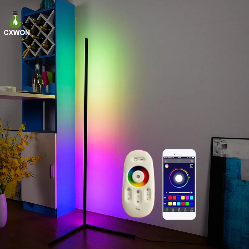 RGB-Eck-Stehlampen, moderne nordische einfache LED-Stableuchten für Wohnzimmer, Schlafzimmer, Atmosphäre, Stehlampe, Innenbeleuchtung, Lieferung durch uns per Luftlinie