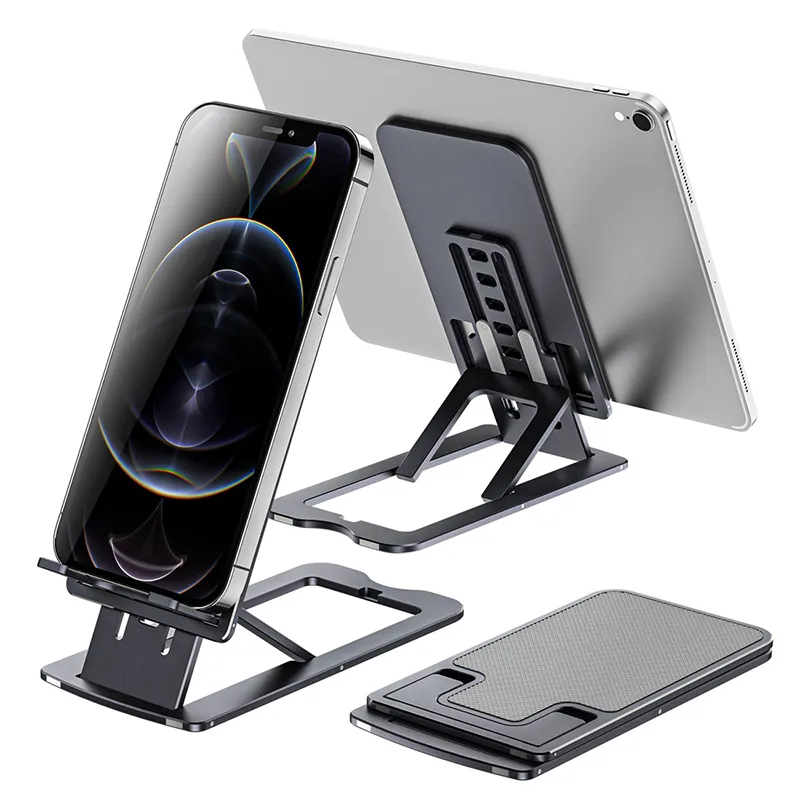 금속 합금 데스크탑 전화 홀더 Foldable 확장 지원 테이블 데스크 모바일 마운트 포켓 크기 슬림 스탠드 아이폰 13 프로 최대 iPad 삼성 조절 가능한 브래킷