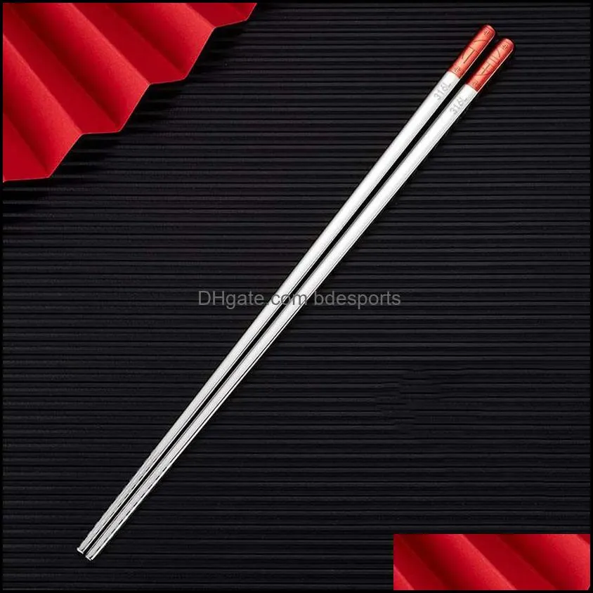 316L Stainless Steel Chopsticks Heat Insulation and Anti-scalding Home el Square Non-slip Chopstick a31