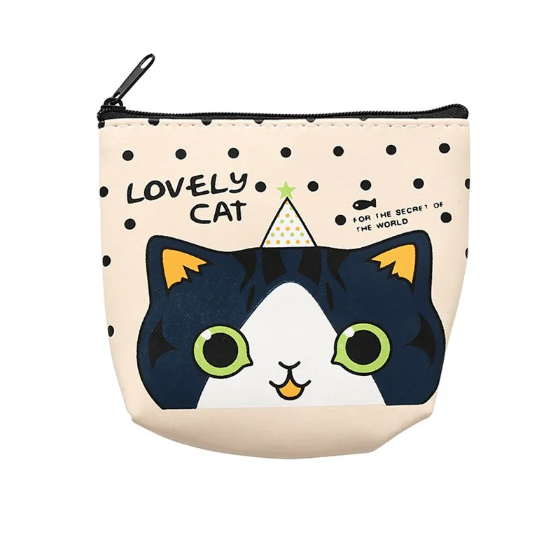 Животное кошка деньги сумка карманный размер макияж косметический мешок сумка на молнии мультфильм милая творческая сторона монеты кошелек