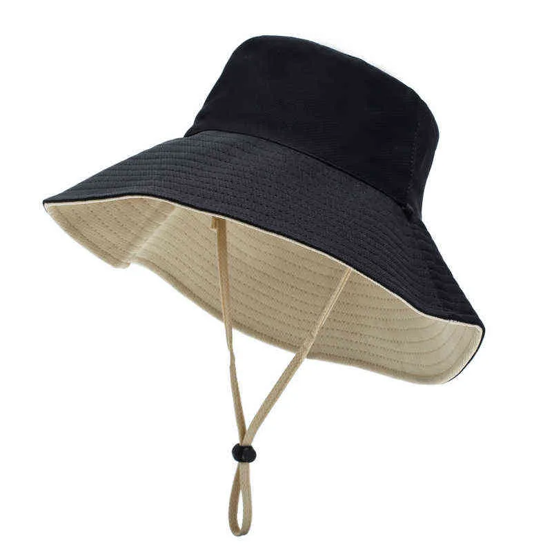 Vrouwen Zomer Vissen Bonnie Hat UV-bescherming Brede rand opvouwbare camping wandelen reizen strand emmer hoed met kinband G220311