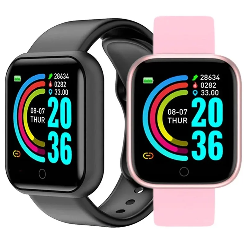 Erkek Kadın Hediye için D20 Spor Akıllı Saatler Dijital Smartwatch Spor Izci kol saati Bilezik Kan Basıncı Android ios Y68