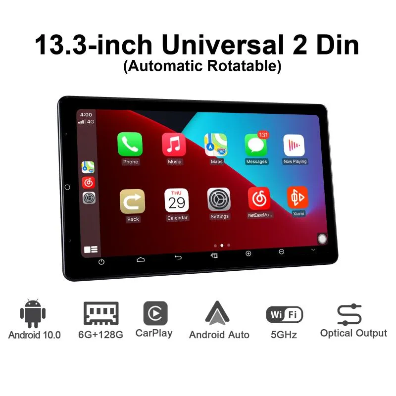 Yeni Ürün 13.3 inç Android 10 Araba Radyo Stereo 2 Din Autoradio HD 1920 * 1080 6 GB 128 GB Kafa Ünitesi Multimedya Carplay Top Specs Araba DVD