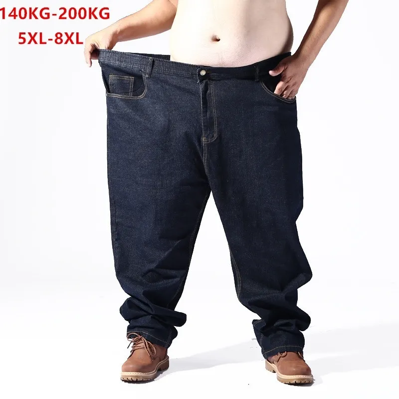 Plus de taille de grande taille Black Jeans Hommes 5XL 6xl 7xl 8xl 54 56 58 59 60 200kg Pantalon de denim élastique Mens Jean Marque Pantalon Homme Vêtements 201116