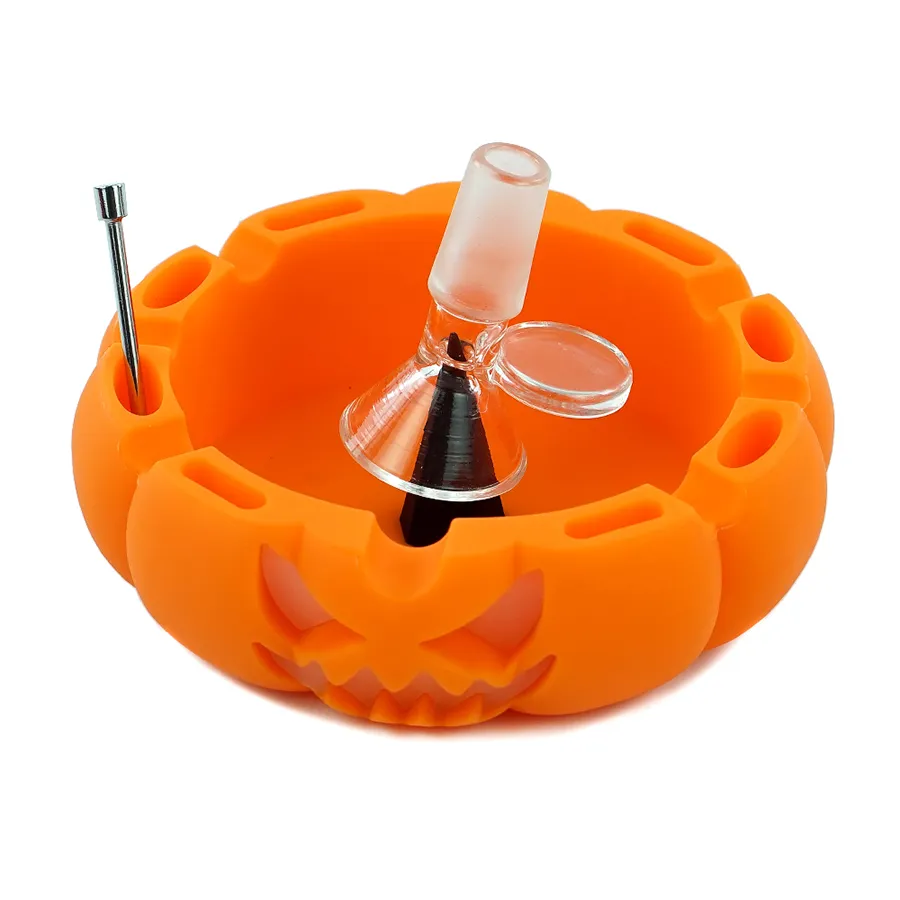 LED Light Pumpkin Silicone Ashtray Glödande Lysande Unbreakable Rökolja Tabakco Ashtrays för DAB eller Rör