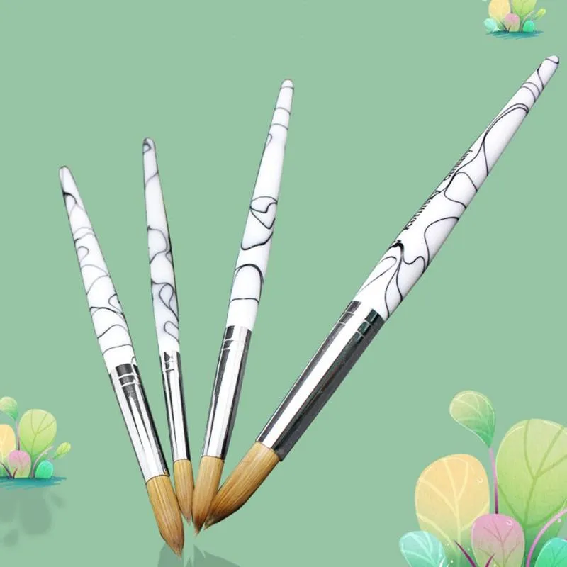 Nail Brushes Gradient Color Alloy Aluminum Kolinsky Acrylic Art Tool Polish Brush Set Painting Pen For Gel Builder