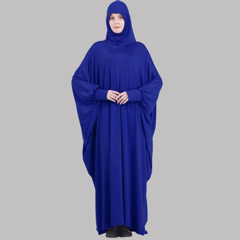 En bit bön outfit muslimska kvinnor abaya jilbaab med ärmar bön klänning bifogad halsduk islam hajj och umrah kläder saudis