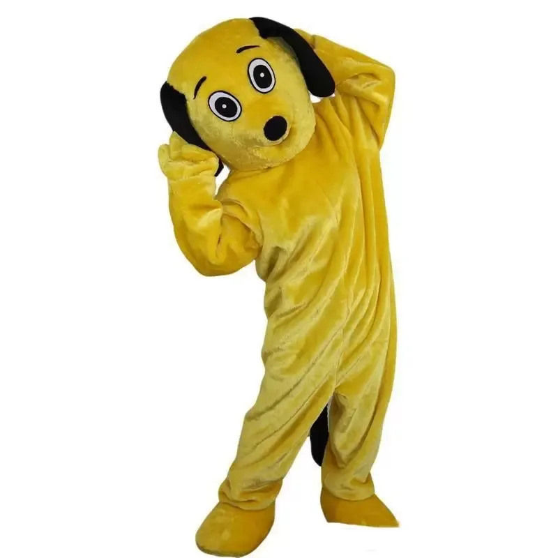 Performance sur scène Costume de mascotte de chien jaune Halloween Noël Personnage de dessin animé Tenues Costume Dépliants publicitaires Vêtements Carnaval Unisexe Adultes Tenue