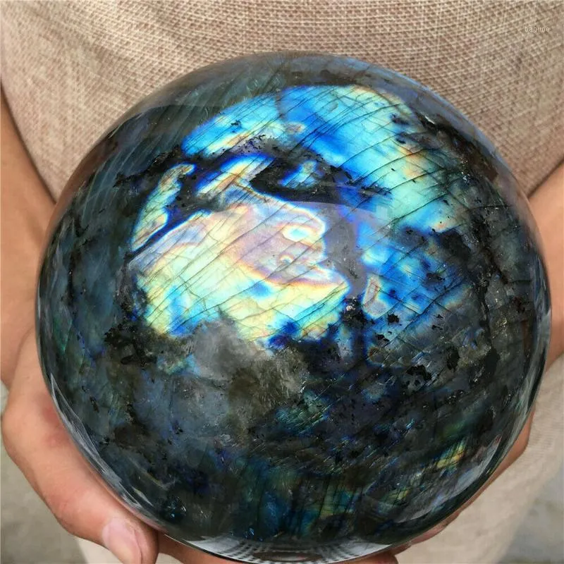 Objetos decorativos Figurinhas Natural Labradorite Esfera Rock Quartz Cristal Bola Cura