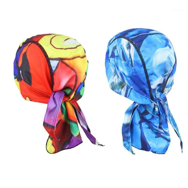 2pcs Riding Cap Breathable Quick-dry Head Wrap Sunscreen Hat Pirate For Hiking Climbing Running (Two Pattern) Cycling Caps & Masks