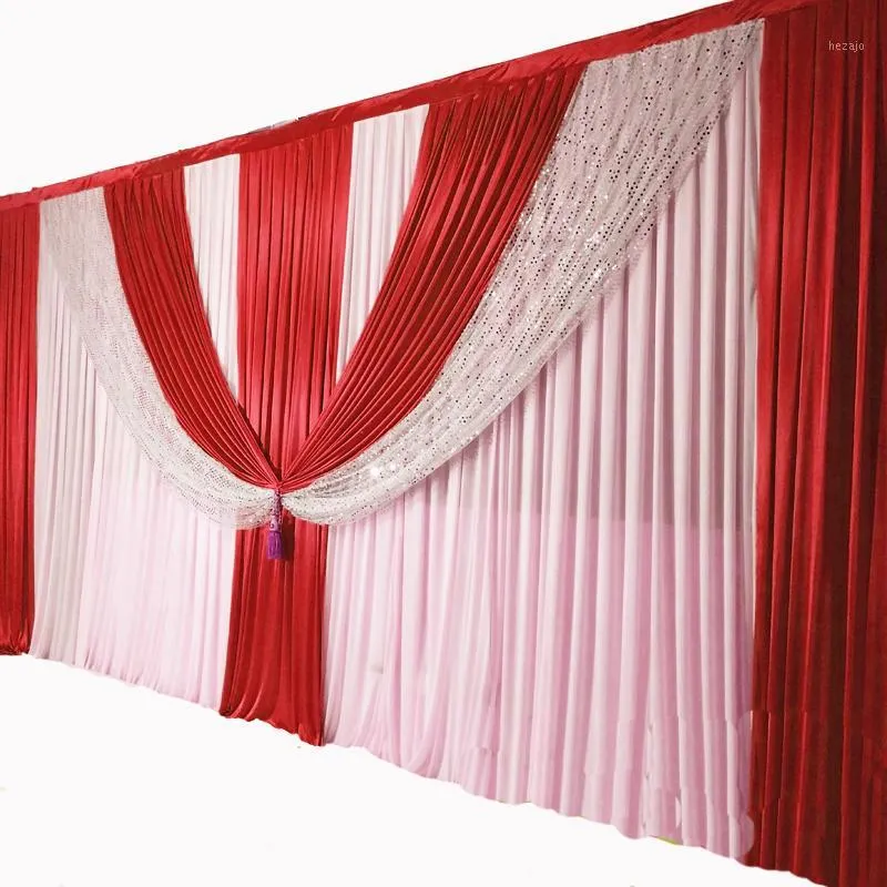 Party Dekoration Is Silk Chiffong Tyg Elegant Bröllop Bakgrund Swags Drape Gardin för scenevenemang Party1