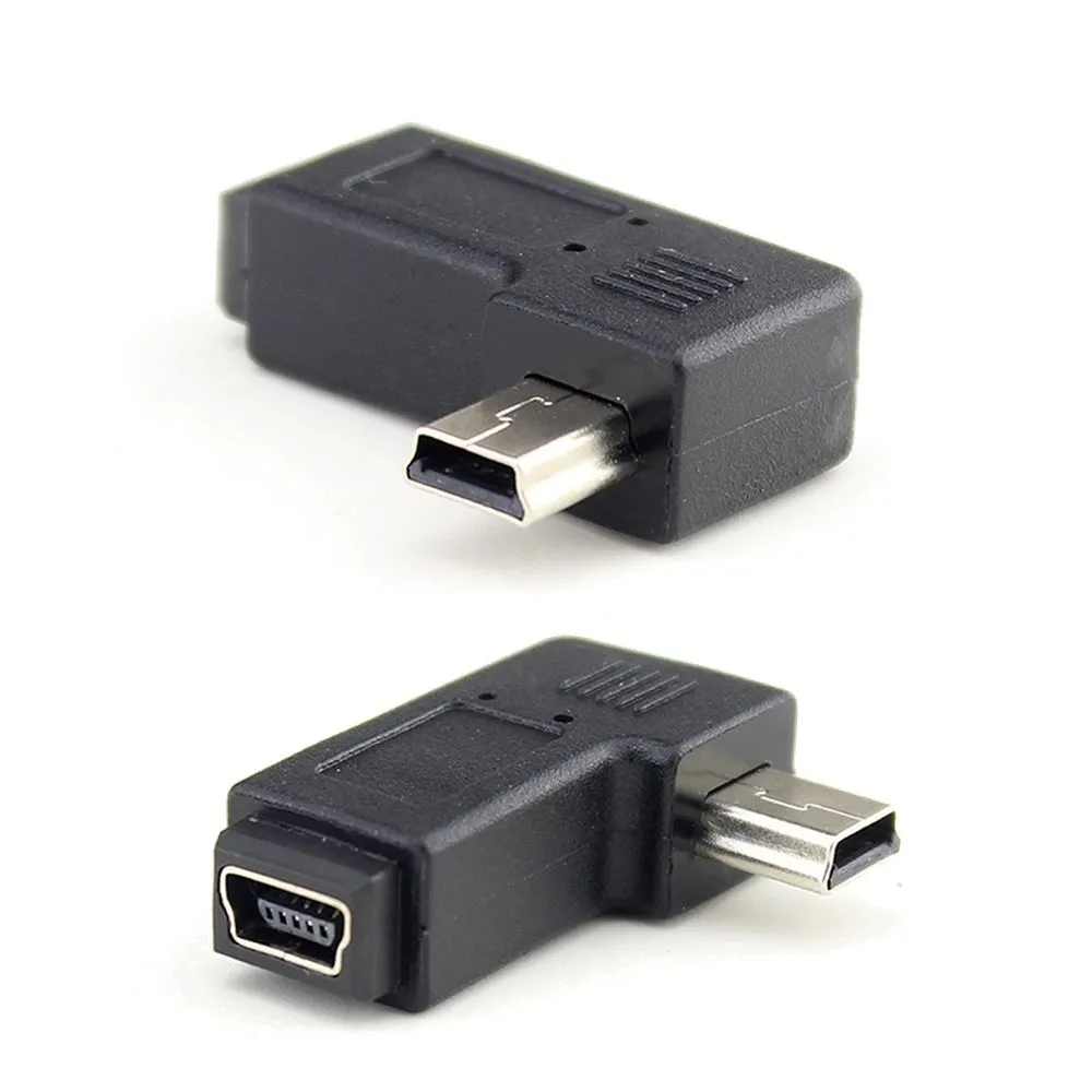 Mini USB masculino para adaptador de 90 graus de 90 graus Ângulo esquerdo e direito Mini-USB 5Pin Adaptador Estendido