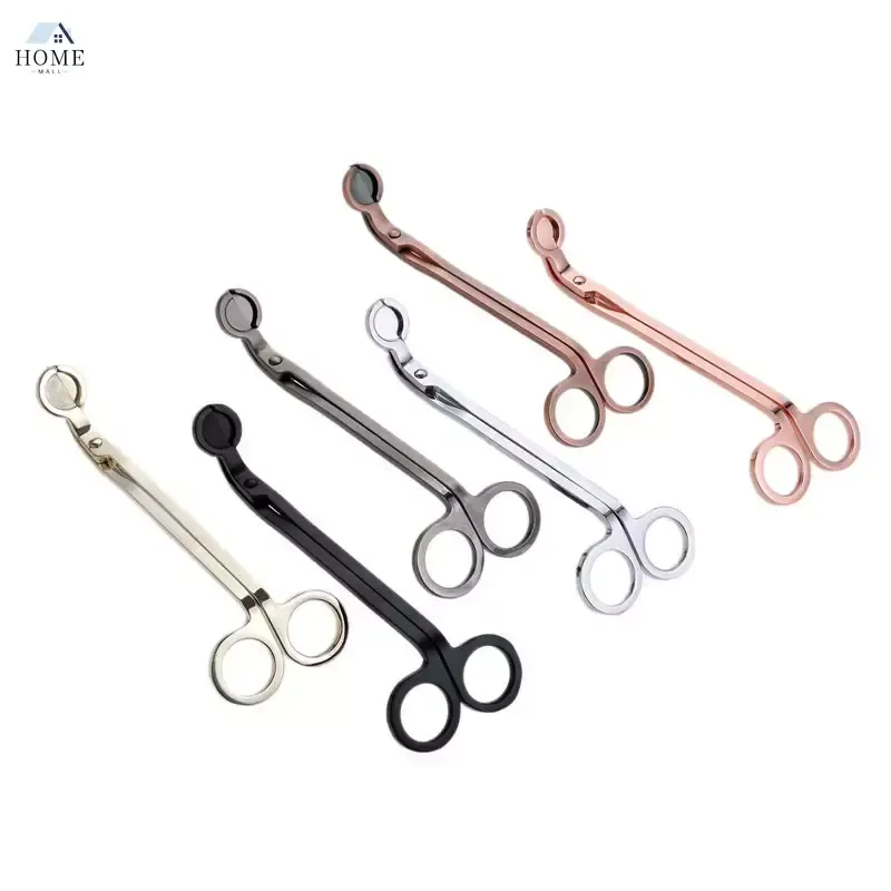 NOVO! Dhl vela pavio trimmer tesoura de aço inoxidável guarnição pavio cortador snuffer cabeça redonda 18 cm preto rosa ouro prata vermelho