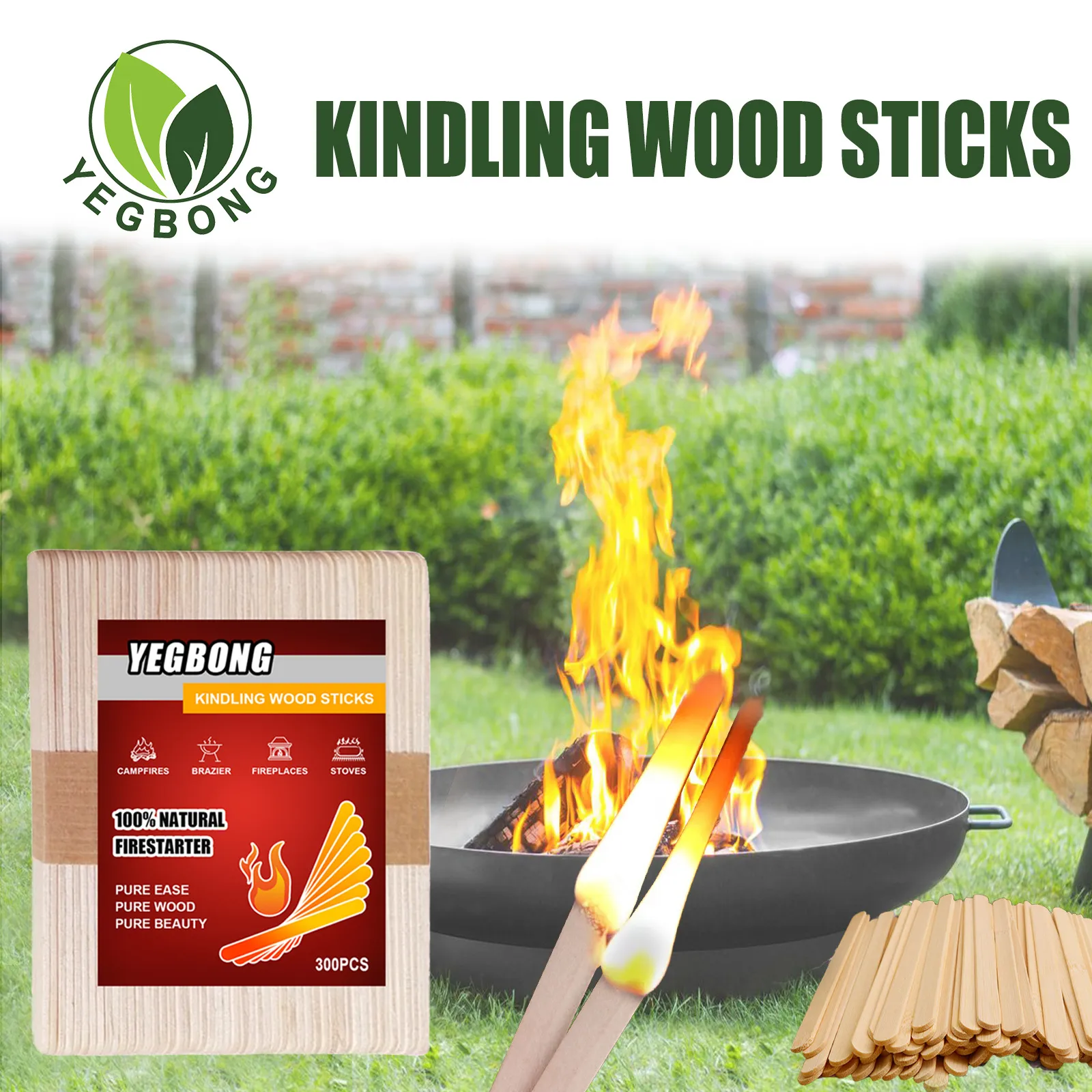Fret gratuit YEGBONG OEM ODM BBQ accessoires bâton d'allumage maison barbecue extérieur cheminée feu inflammable bâtons de bois d'allumage
