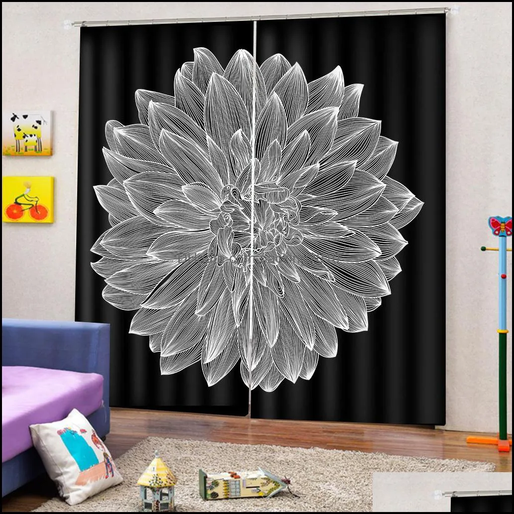 Photo gery flower curtains indow Curtains For Living Room Bedroom Customized size thickening blackout curtain