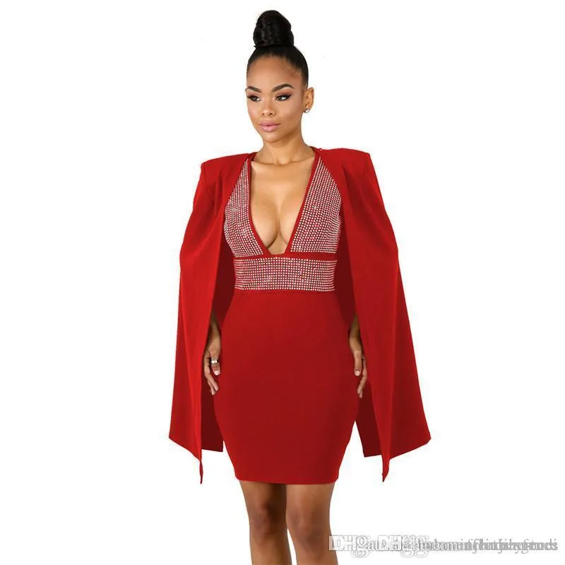 Party Dress Sexy Deep V Neck Rhinestone Dresses Fashion Designer Backless Night Club Dresses Summer Women