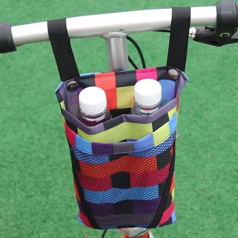 Waterproof Cycling Vehicle Bags Bike Basket Mobile Phone Storage Bag Water Cup Lattice Front