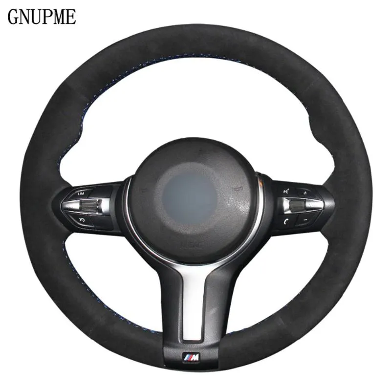 Housse de volant de voiture en daim noir, pour M Sport F30 F31 F34 X5 F15 M50d X6 F16 M50d F20 F21 M135i M140i F32 F33 F36 X1 F48