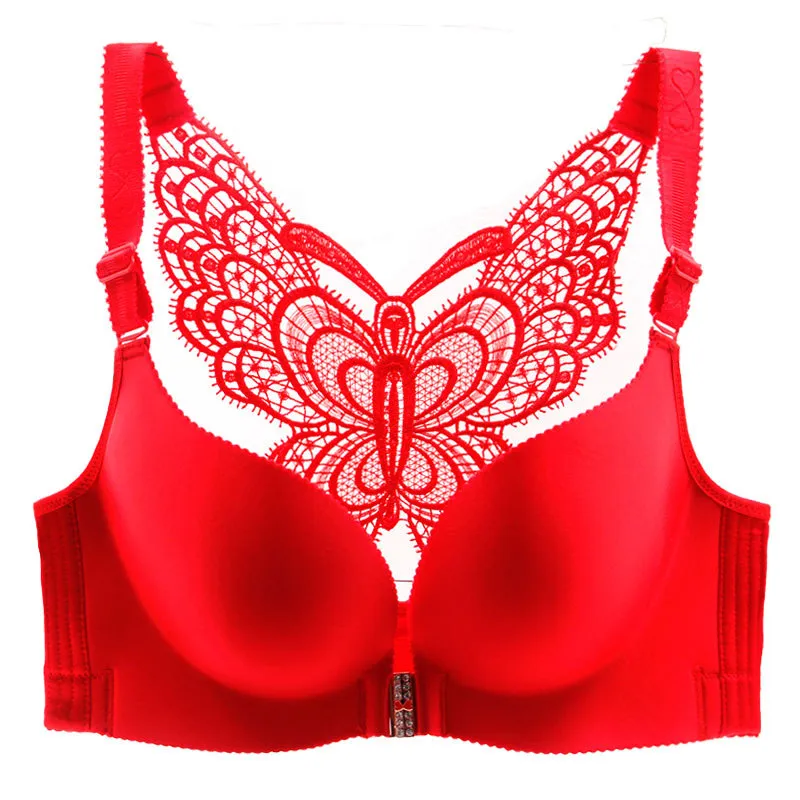 Seamless Steel Ring Free Push Up Bra With Embroidery And Butterfly Design  Front Floating Button Flutter, Ice Silk, Three Quarters Cup Back Womens  Lingerie 201202 From Dou01, $14.24