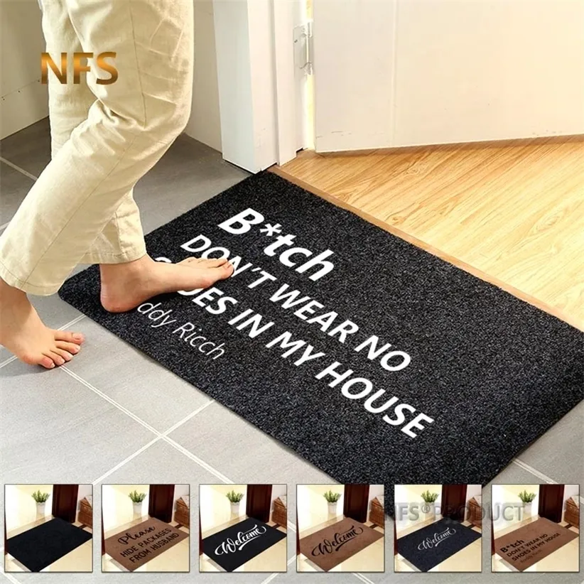 Tapete Decorativo para Porta da Frente Capacho de Entrada 40x60cm Poliéster Preto Marrom Borracha TPR Antiderrapante Tapete de Piso Welcome s 220315