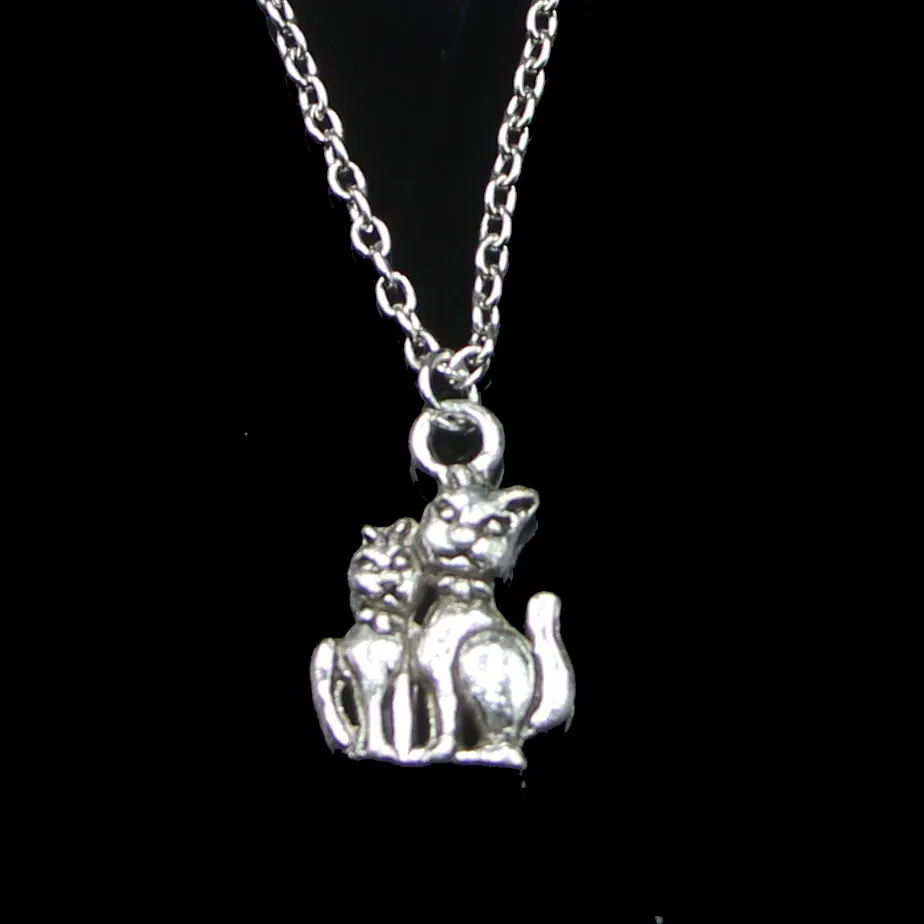 Moda 22 * 15mm madre e figlio gatto ciondolo collana catena a maglie per collana girocollo femminile regalo di gioielli creativi